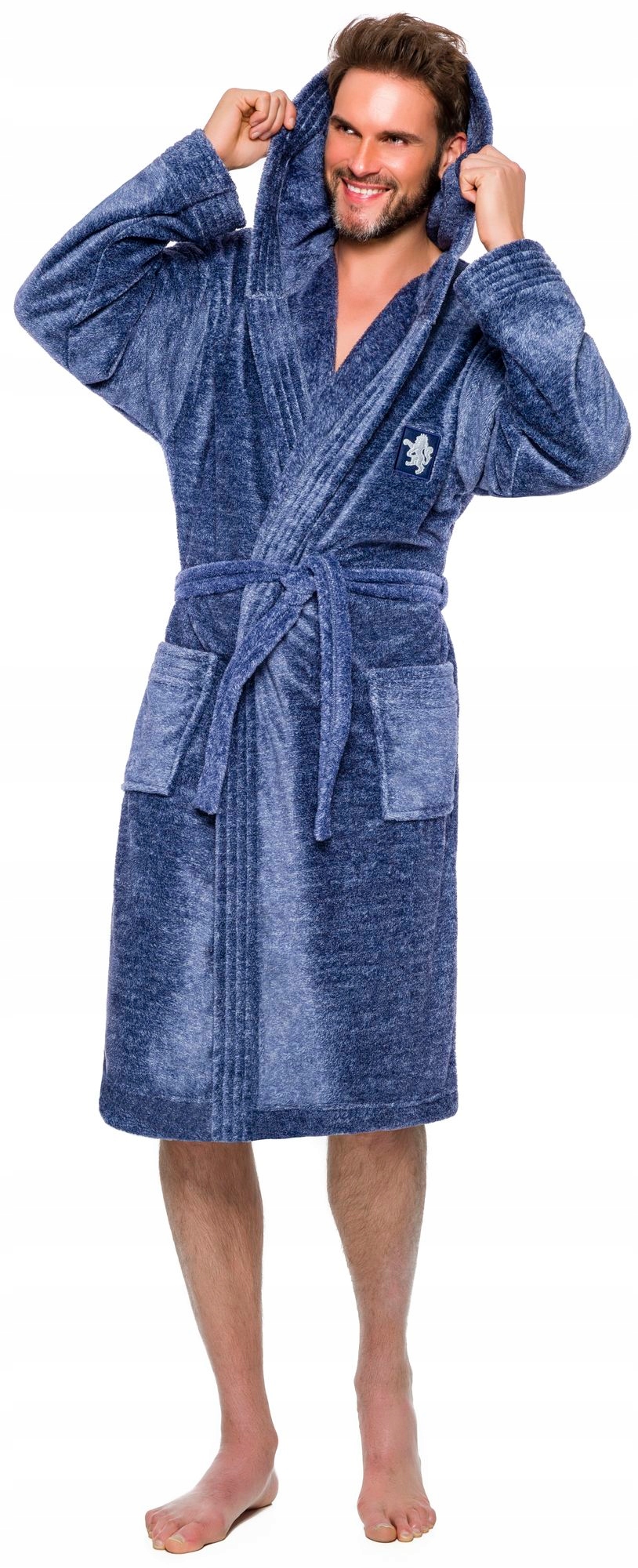 GRUBY CIEPŁY DŁUGI SZLAFROK MĘSKI Z KAPTUREM XXL Płeć mężczyzna