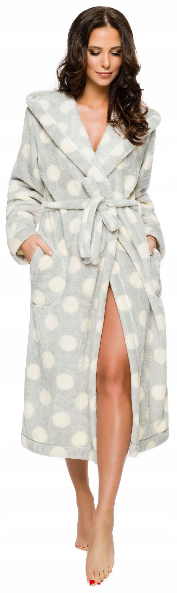 DŁUGI CIEPŁY PUCHOWY DAMSKI SZLAFROK PODOMKA L Marka L&L