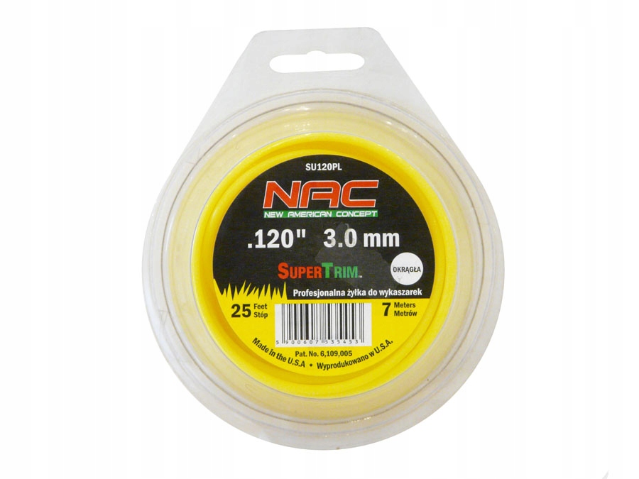 ŻYŁKA TNĄCA DO KOS NAC SU 120PL 3 MM 7 MB OKRĄGŁA