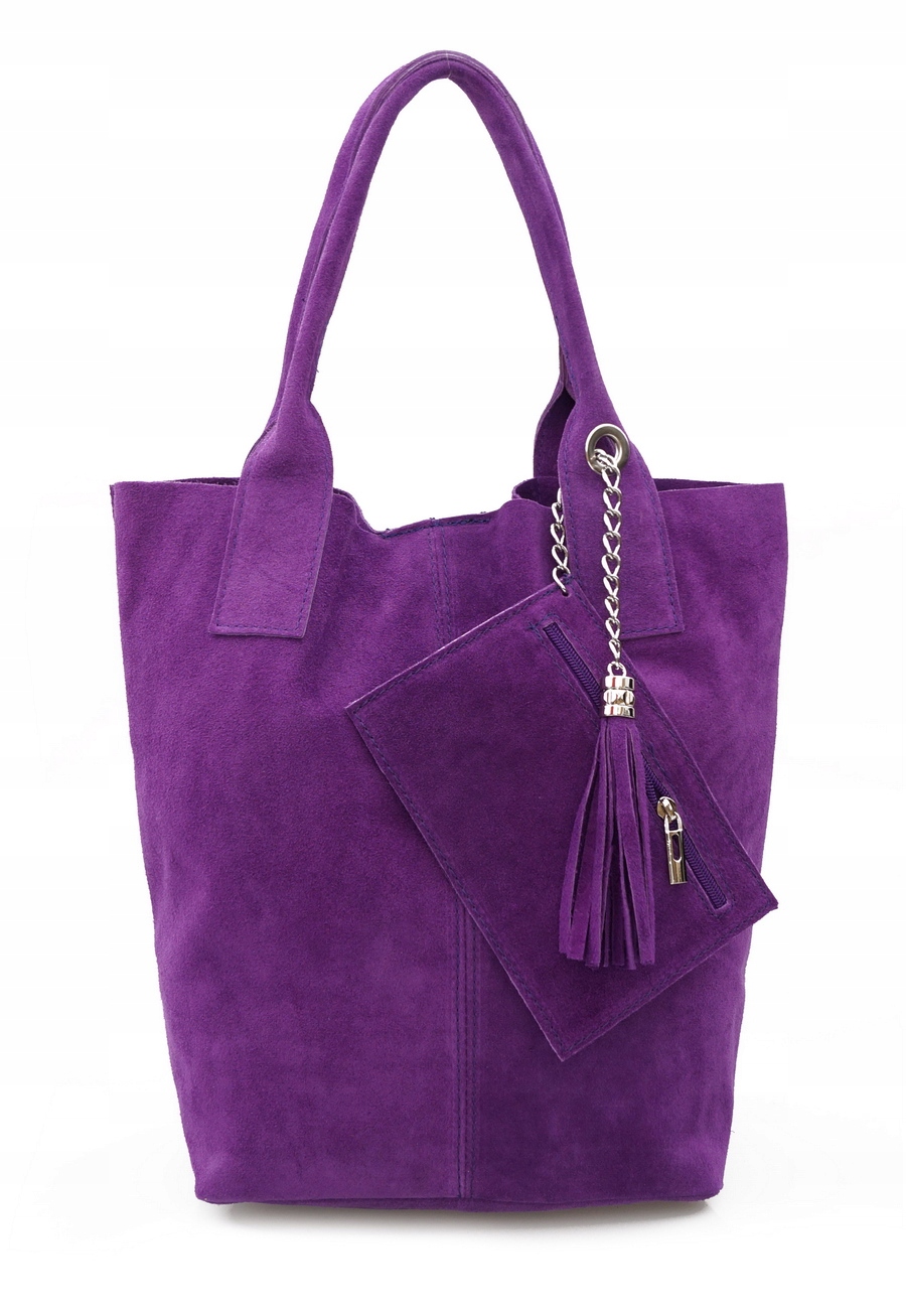 

Torebka Zamszowa skóra worek shopper V093 filetowa