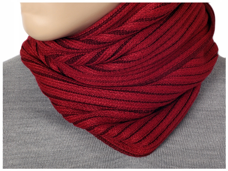 

Dwustronny Gładki Szalik Szal Męski Bordowy AF38