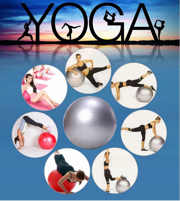 PIŁKA DO ĆWICZEŃ PILATES REHABILITACYJNA 65 CM Kolor dominujący odcienie niebieskiego