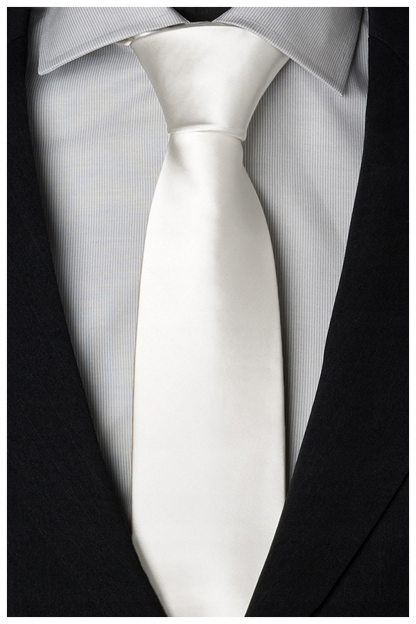 

Gładki Jednokolorowy Krawat 7cm Męski Biały R23