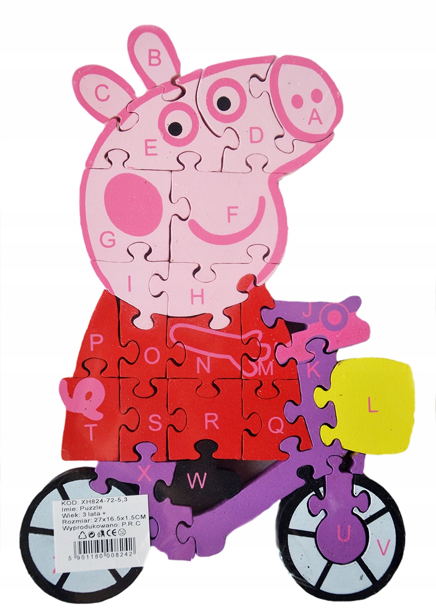 PUZZLE DREWNIANE EDUKACYJNE ŚWINKA PEPPA GEORGE Marka Woody