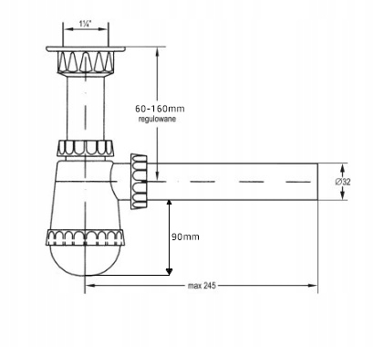 Syfon korek złoty click clack zestaw bez przelewu Marka Forb