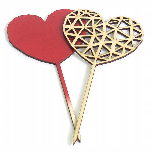 

2x Topper Piker Dekor Malowane Czerwone Serce OT38