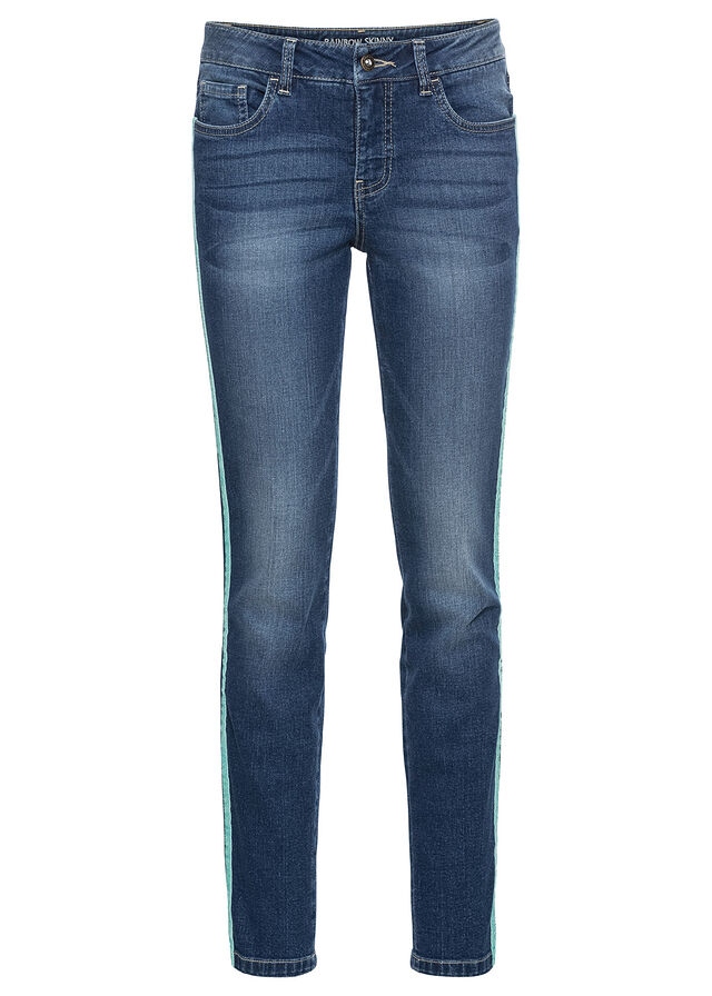 S9439 DŻINSY SKINNY KRÓTSZE Z PASKAMI Z BOKU R.48