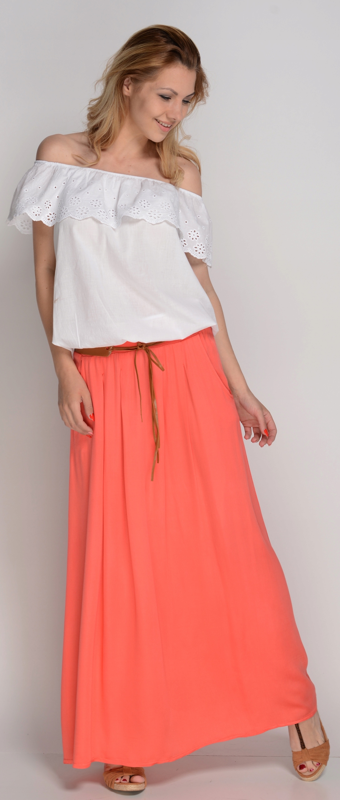 Damska zwiewna spódnica do kostek KORAL uni Długość maxi