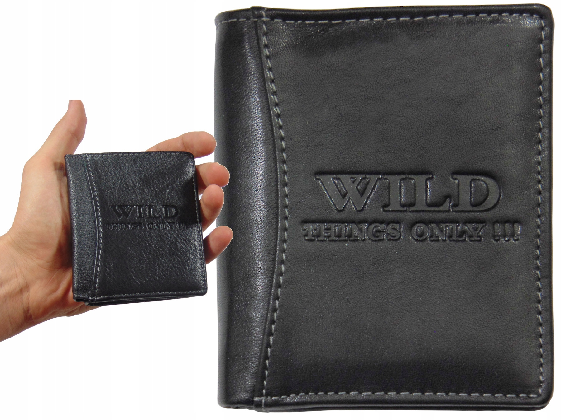 

Mały męski portfelik skórzany bez zapięcia Portfel