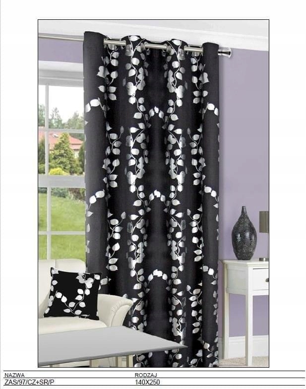 ZASŁONA ZASŁONY GOTOWE 140x250 czarna srebro Kod producenta Eurofirany
