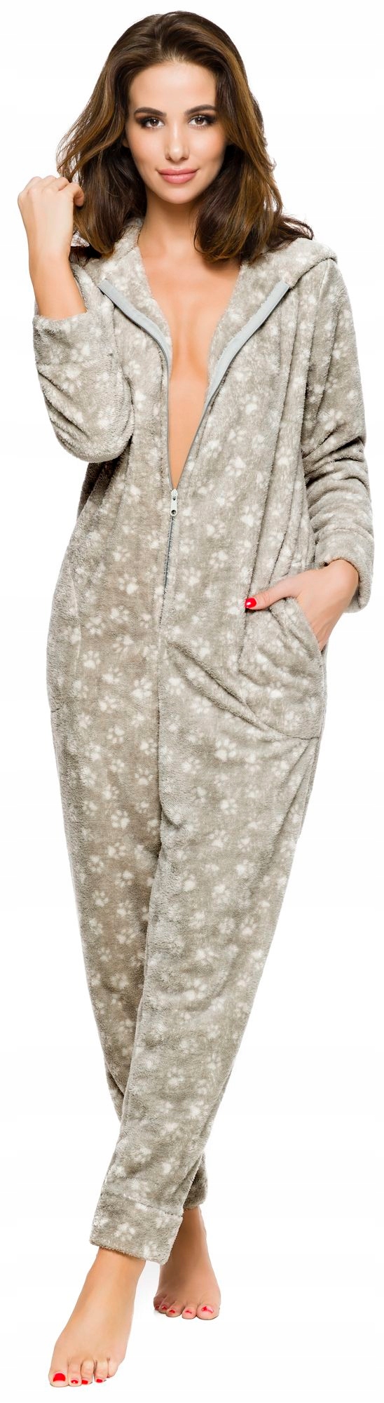 PIŻAMA CIEPŁY KOMBINEZON DO KARMIENIA ONESIE M Dekolt okrągły