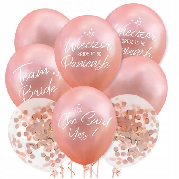 

Balony Wieczór Panieński 8 szt Zestaw Gold Rose