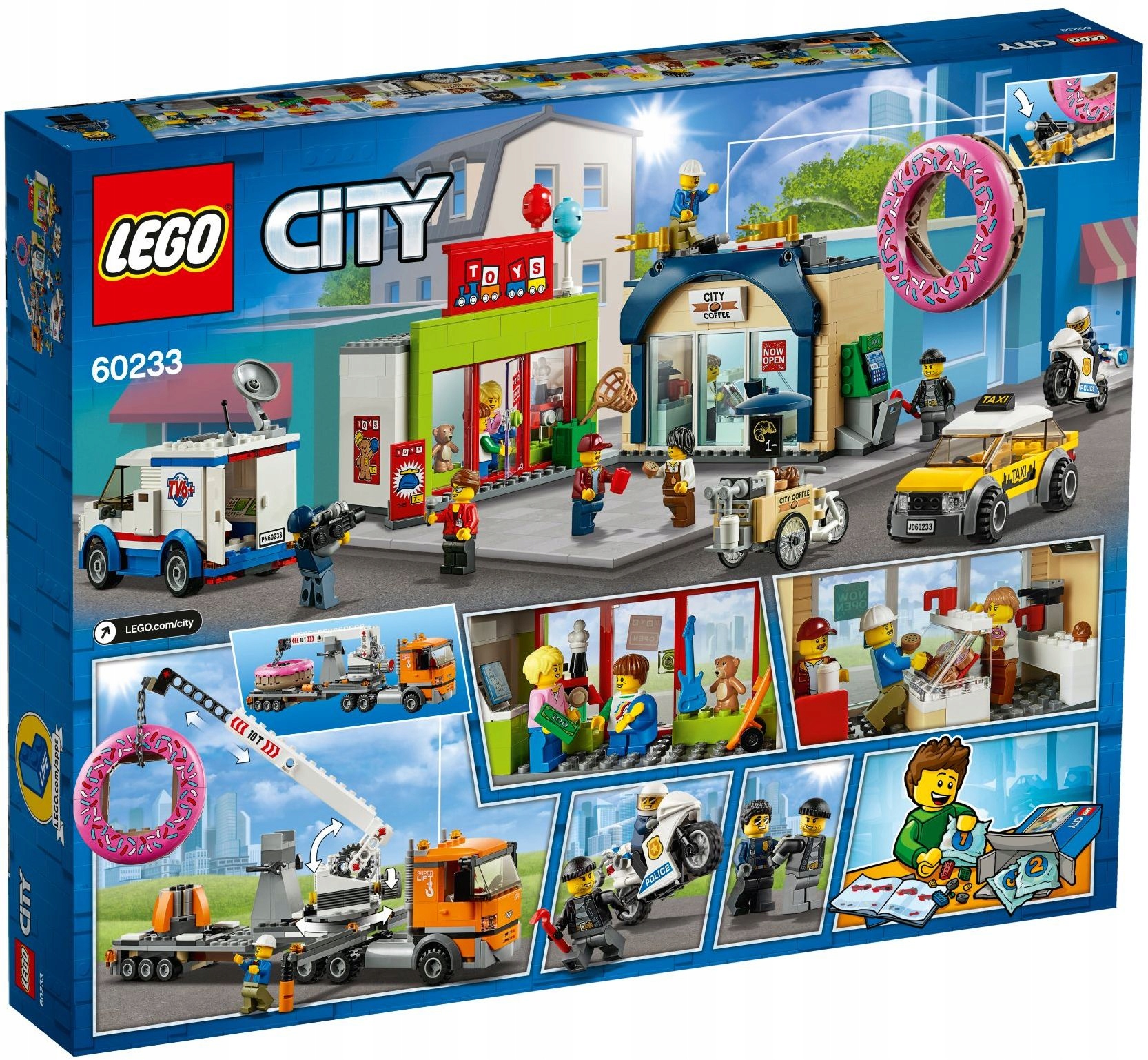 LEGO CITY 60233 MIASTO ULICA SKLEP pączki DŹWIG ! Marka LEGO