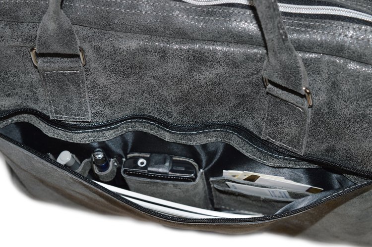 Duża torba na laptopa, skórzana produkcja POLSKA Kolor okuć srebrny