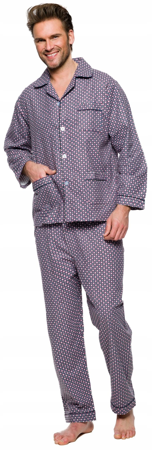 FLANELOWA BAWEŁNIANA PIŻAMA MĘSKA ROZPINANA - L Marka inna