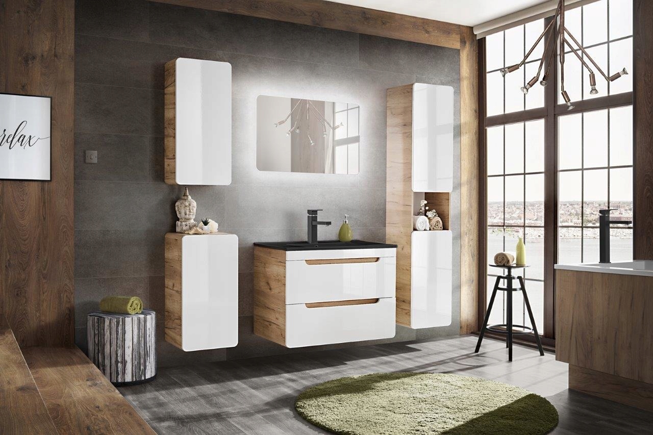 ZESTAW MEBLI ŁAZIENKOWYCH ARUBA 80 CM Z CZARNĄ UMY