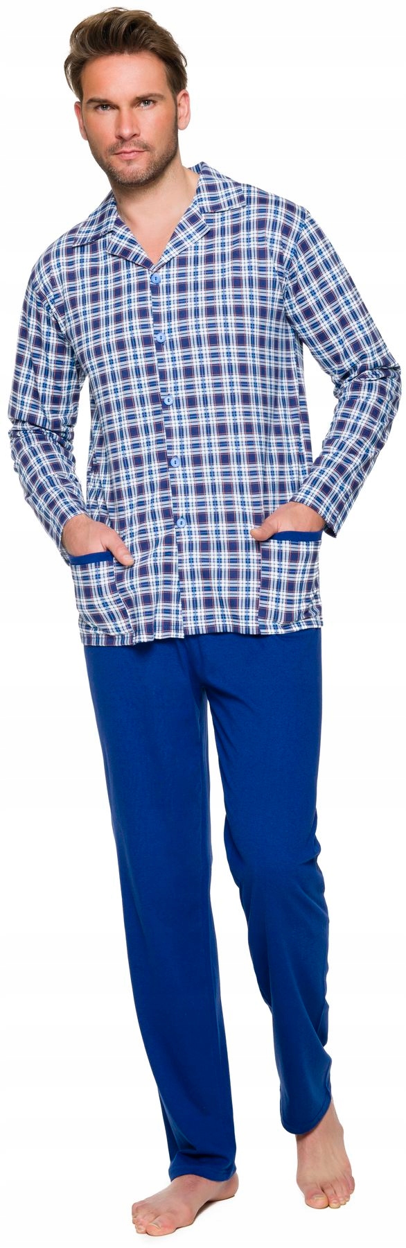 ROZPINANA BAWEŁNIANA PIŻAMA MĘSKA KOŁNIERZYK L Płeć mężczyzna