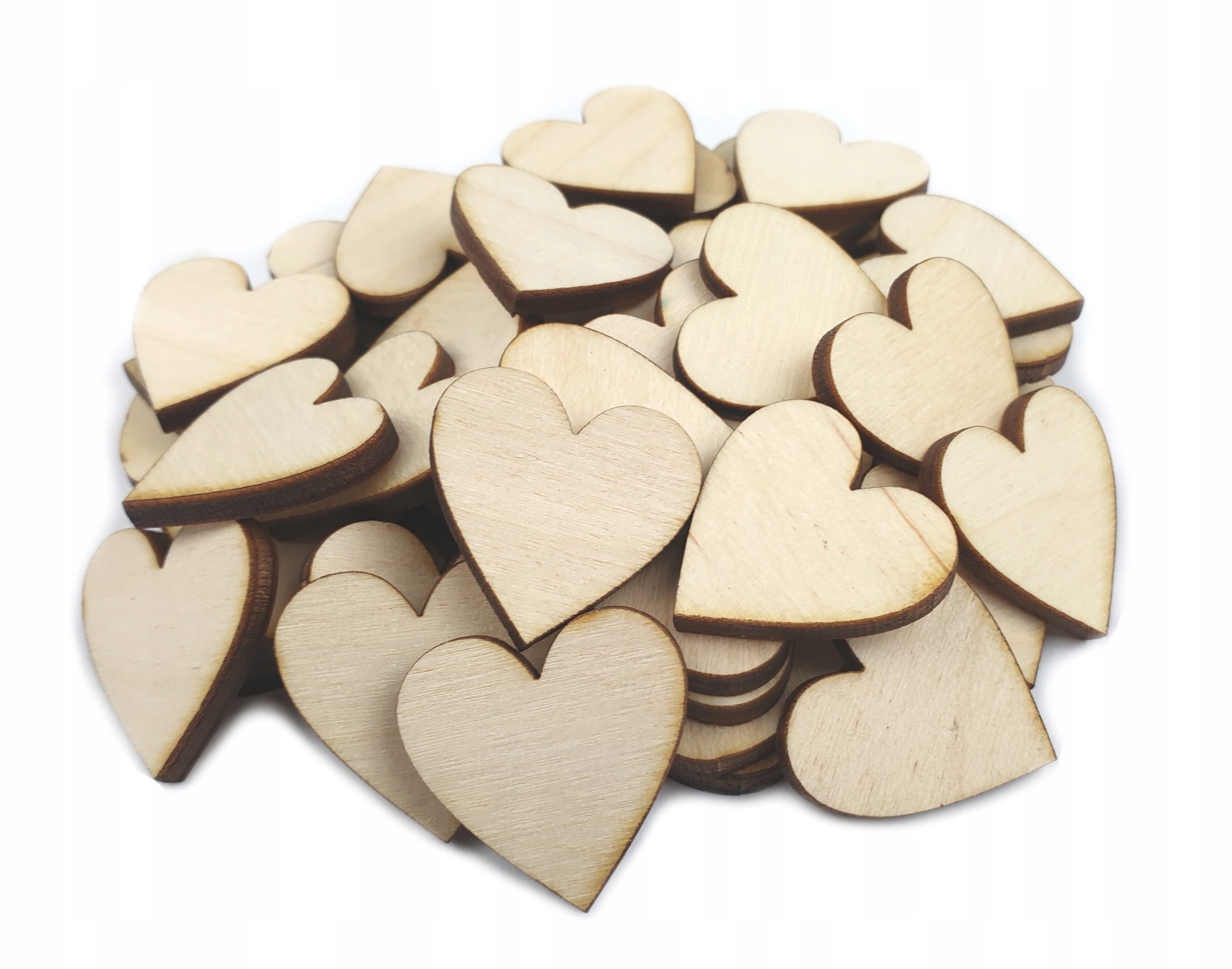DREWNIANE SERCE SERCA DECOUPAGE Ślub 2,5cm 100szt
