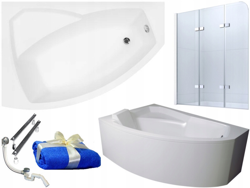 

Besco Rima Wanna Narożna 160x100 Obudowa + Parawan