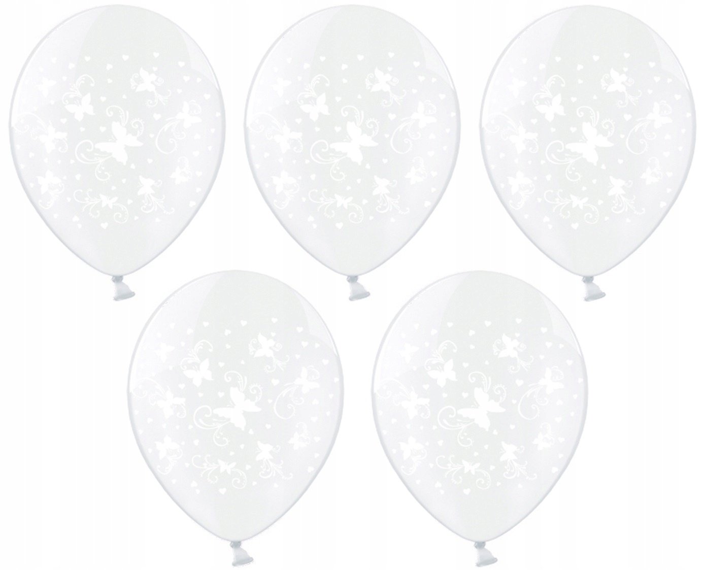 

Balony 36cm Przezroczyste z białymi motylkami 5szt