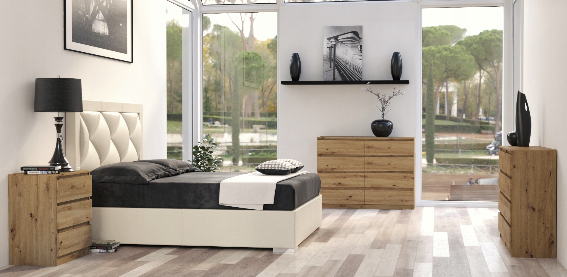 DUŻA KOMODA MALWA M8 120CM DĄB ARTISAN 8 SZUFLAD Montaż meble do samodzielnego montażu