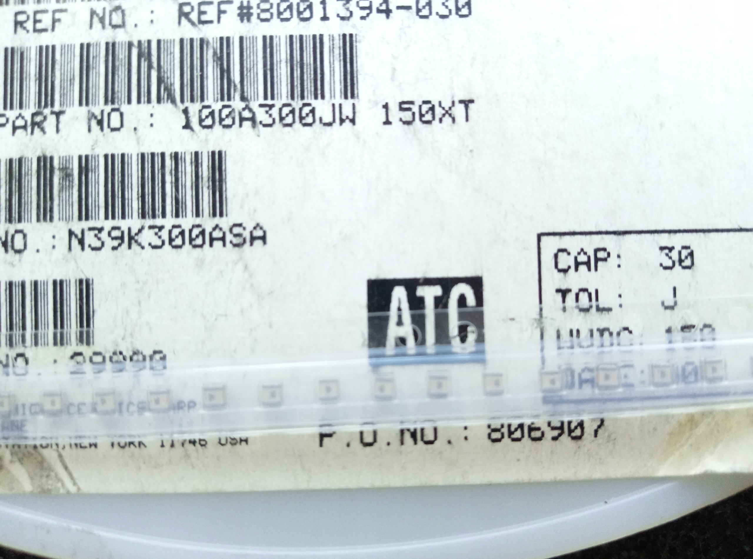 [10szt] Kondensator Rf 30pF 150V Smd 5% Atc 100A