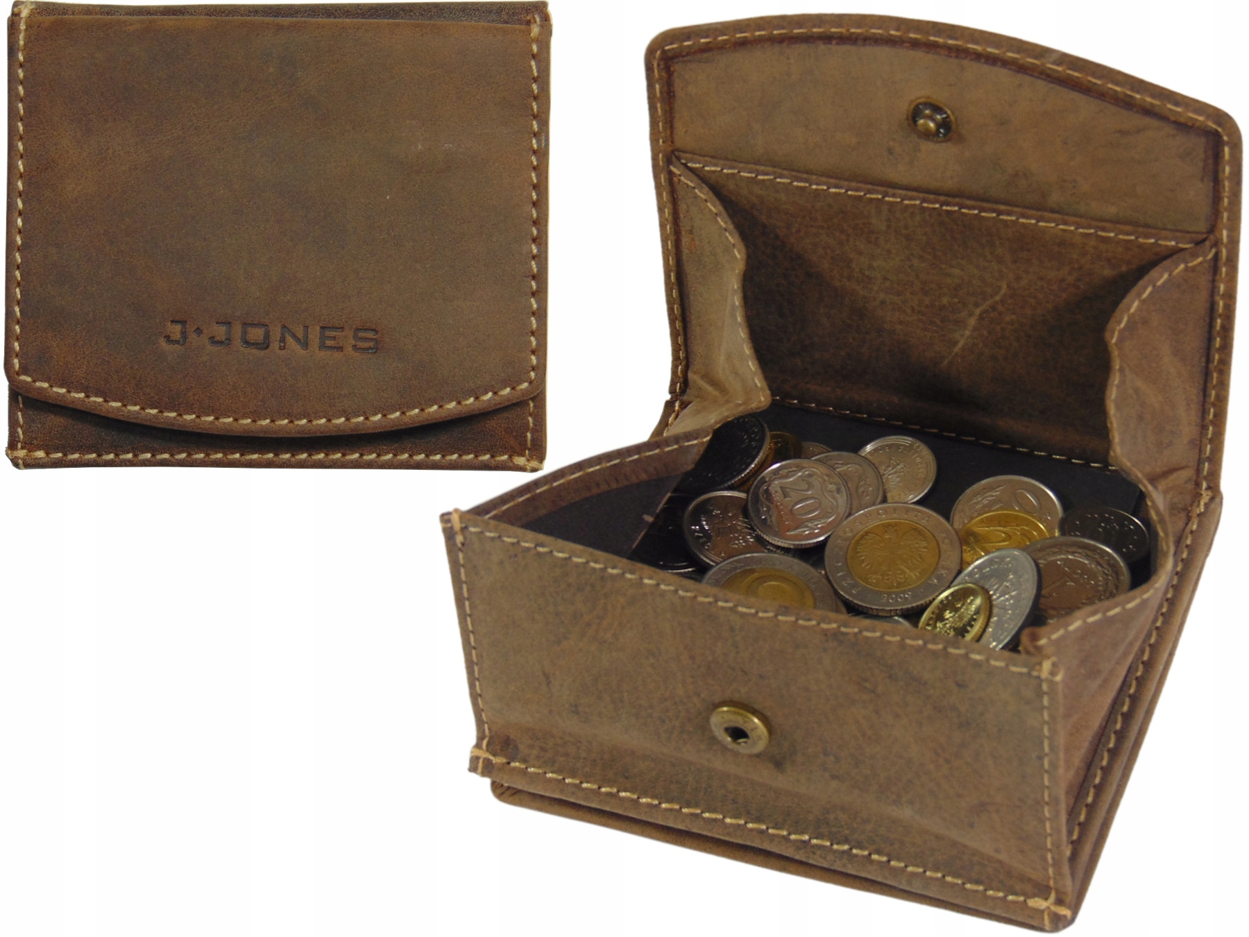 

Mały portfel męski, skóra nabuk, Koperta na bilon