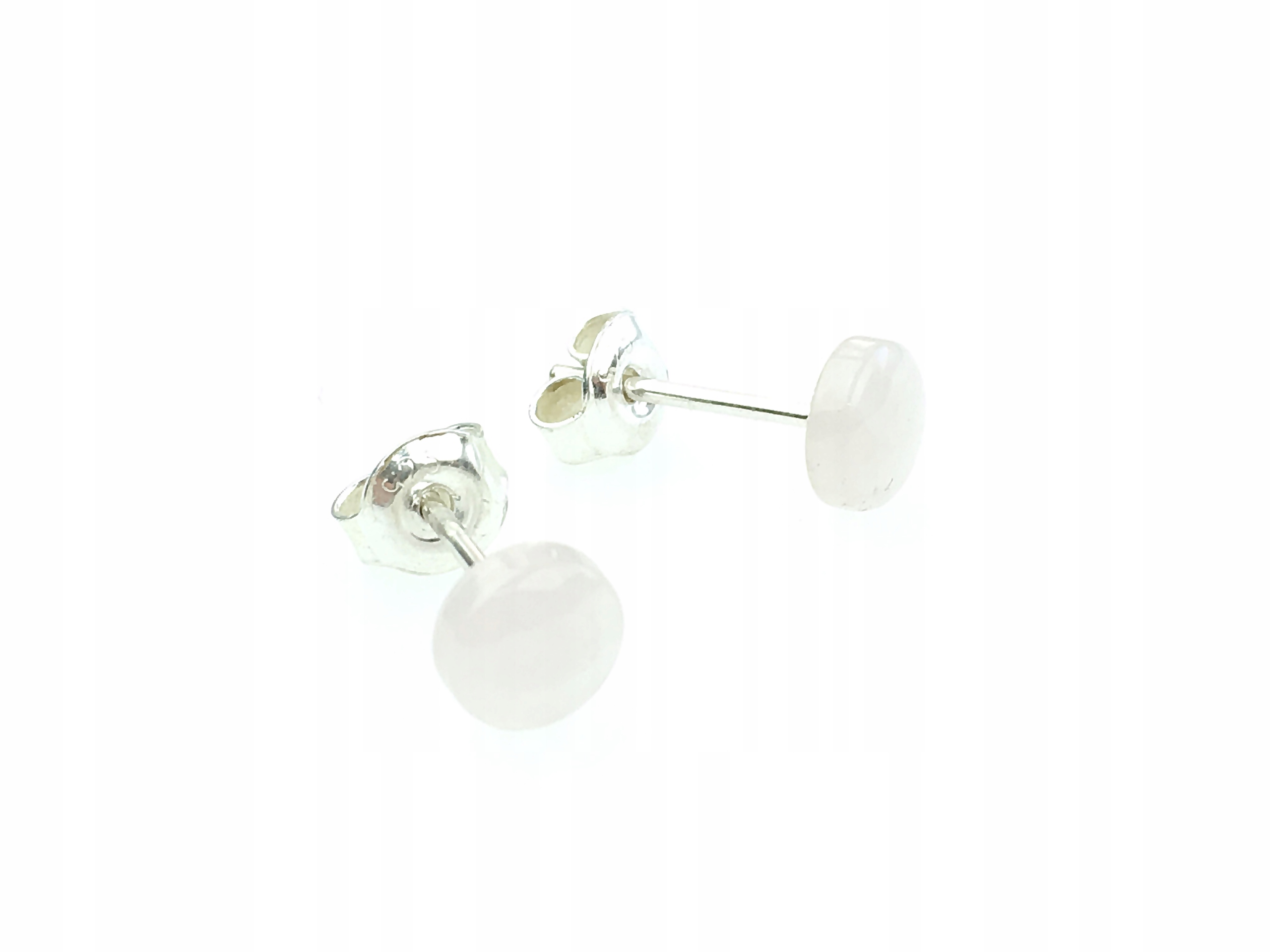 

kolczyki srebrne 925 kwarc różowy wkrętki 6mm