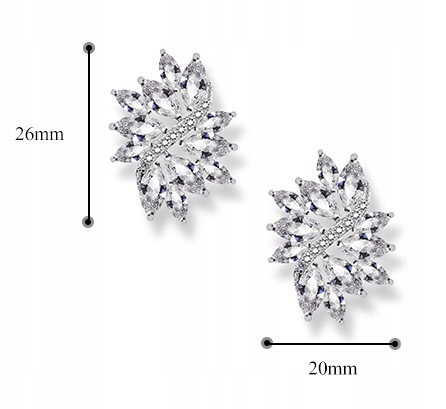 EKSKLUZYWNE KOLCZYKI, DIAMENTOWE CYRKONIE, PIĘKNE Materiał Posrebrzany