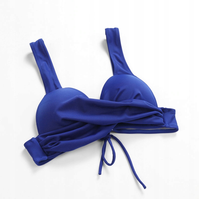 STRÓJ KĄPIELOWY DWUCZĘŚCIOWY BIKINI WIĄZANY MARSZCZENIA PUSH UP M Kolor niebieski