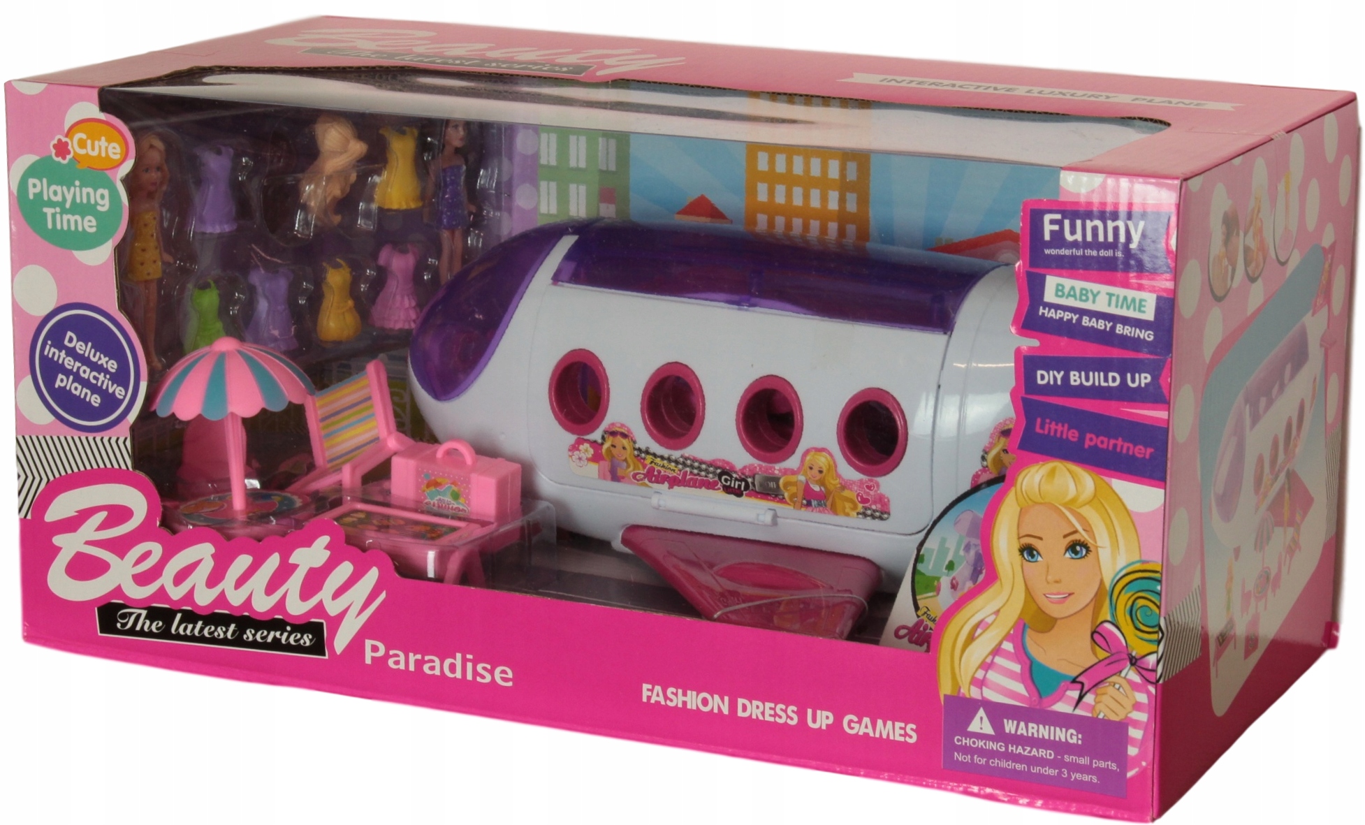 SAMOLOT DLA LALEK Z AKCESORIAMI BEAUTY