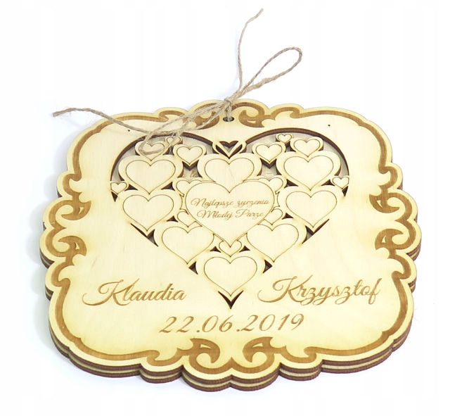 

Grawerowana Kartka Ślubna Do Prezentu +imiona SD21