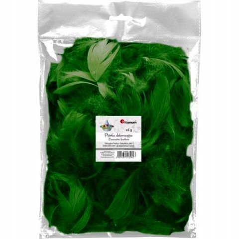 Piórka dekoracyjne ciemnozielone 16g puch 414333