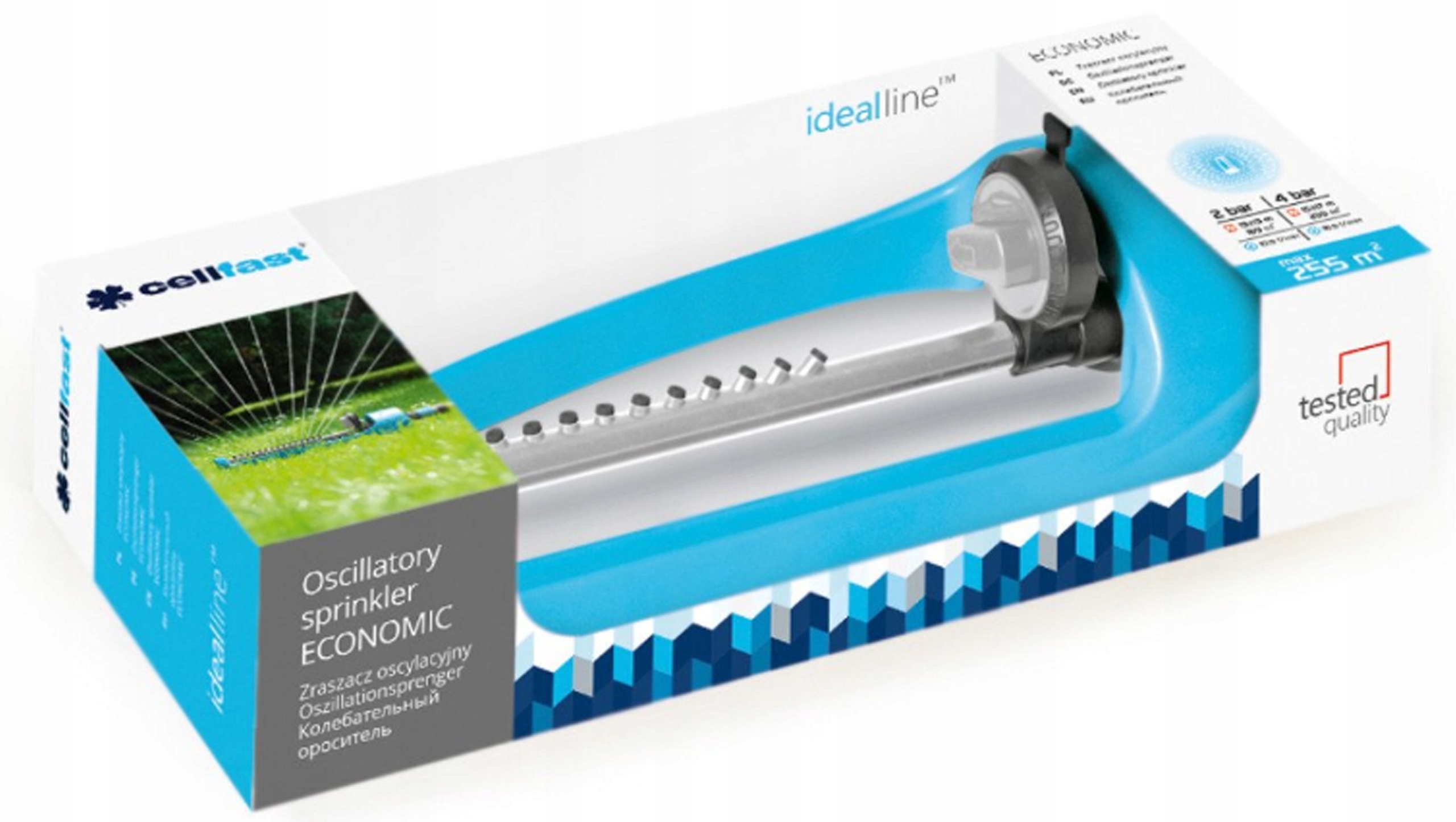 CELLFAST 52-071 Zraszacz oscylacyjny 15 dyszy ECONOMIC IDEAL max.255m2 EAN (GTIN) 5901828855320