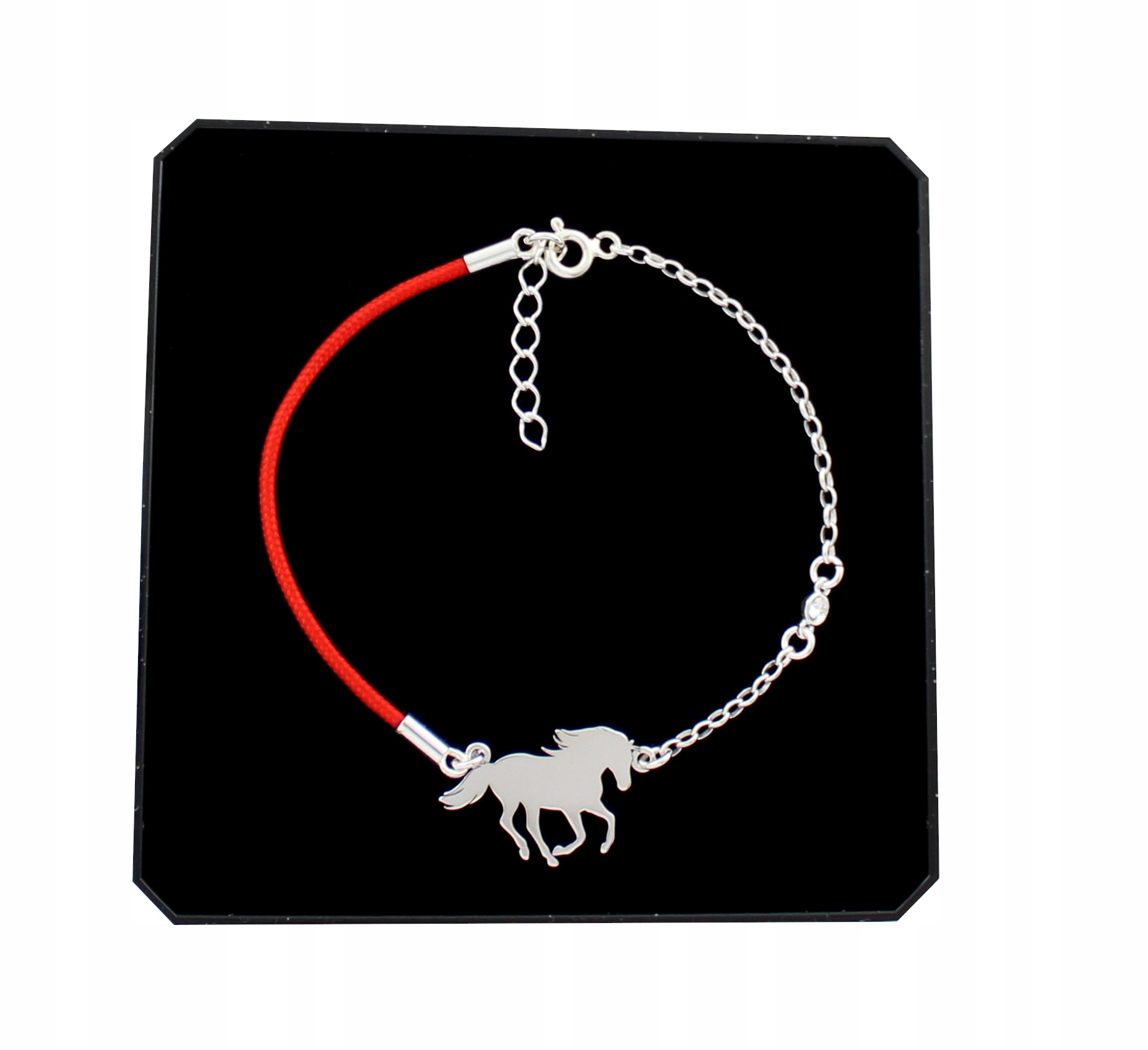 

Bransoletka Srebrna Sznurkowa Koń + Swarovski 925