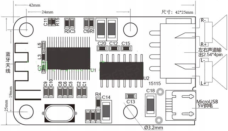 Wzmacniacz mocy stereo 2x3W Bluetooth 4.0 Mini USB Producent Inna