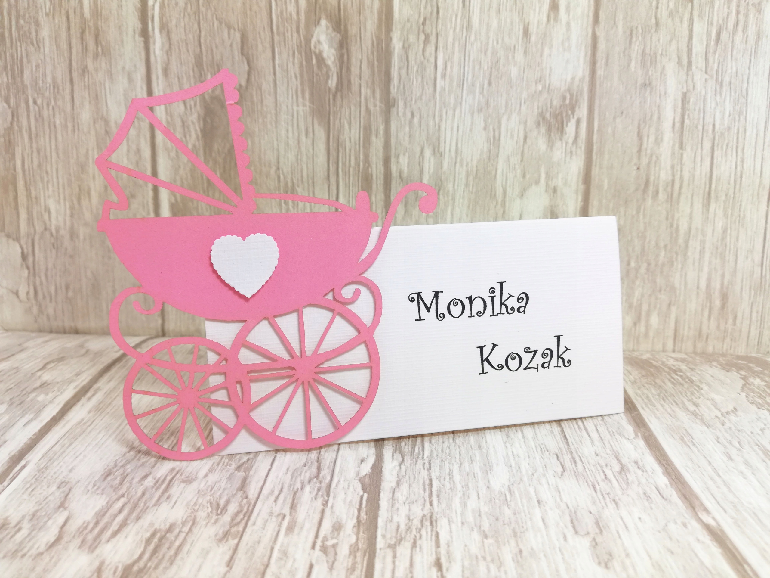 Winietki,wizytówki na Chrzest Święty, Roczek WÓZEK Kolor wielokolorowy