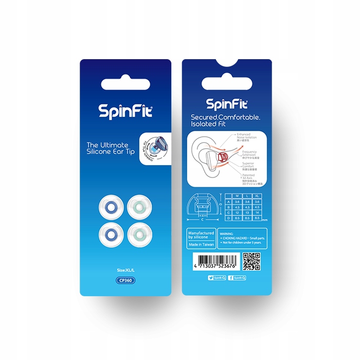 

SpinFit CP360-XL/L Profesjonalne Nakładki - 2 Pary