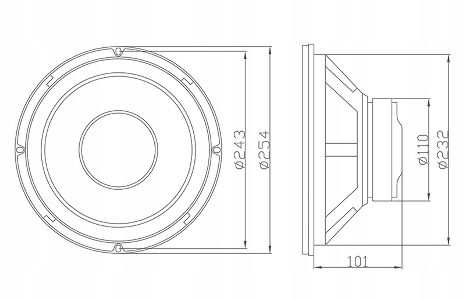 Głośnik niskotonowy 200W 10" 25,4cm BLOW Bas Model B-250