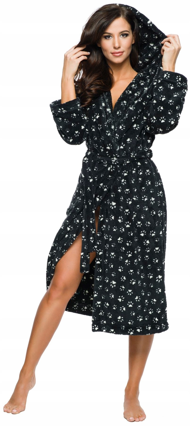 ŁAPKI DŁUGI PUCHOWY DAMSKI SZLAFROK PODOMKA M Marka L&L