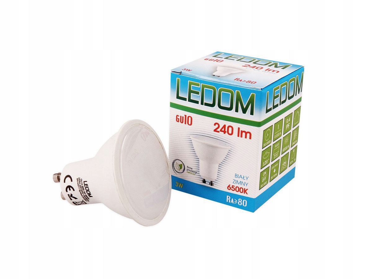 

Żarówka Led GU10 3W 240lm biała zimna 6500K