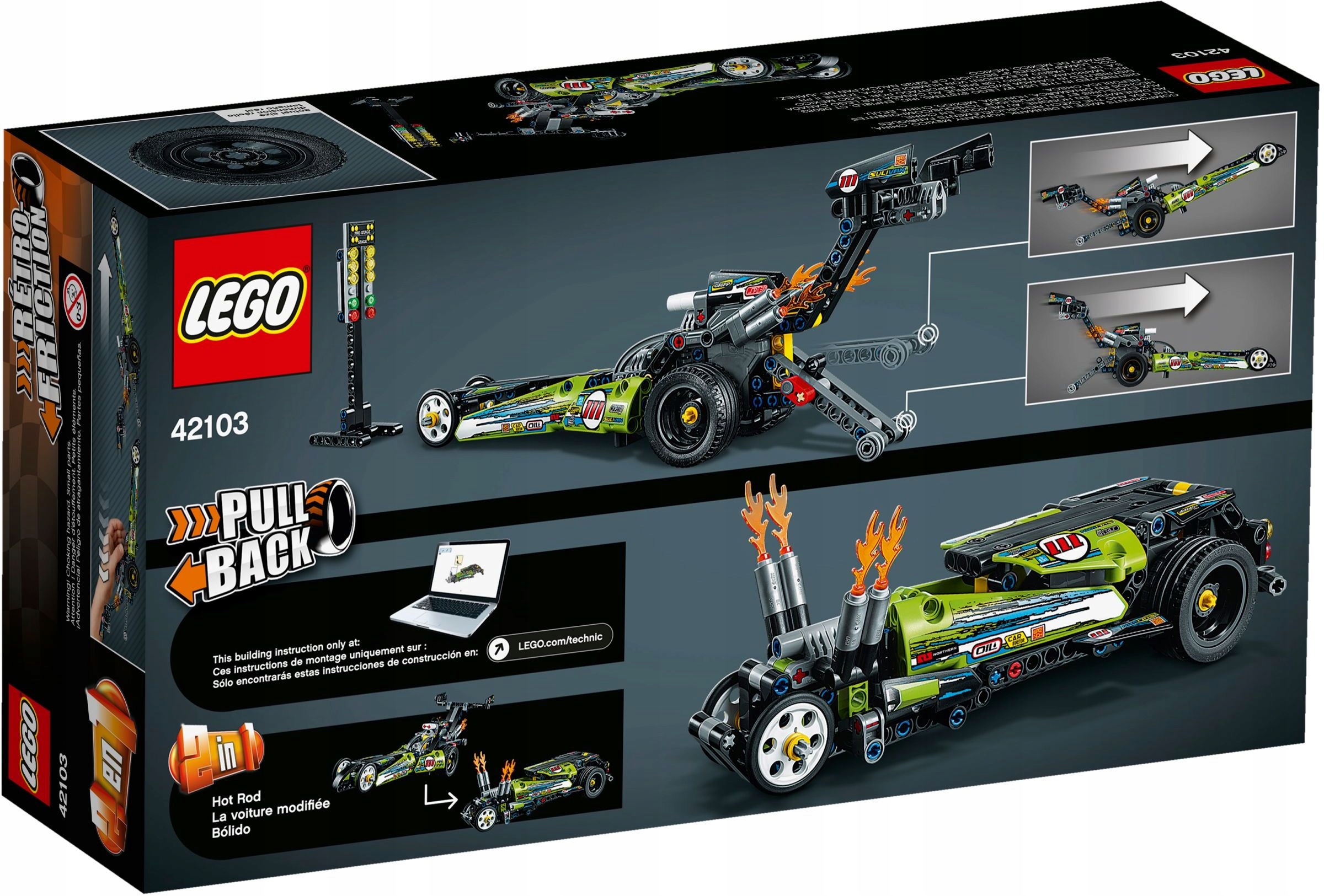 LEGO TECHNIC 42103 DRAGSTER WYŚCIGÓWKA 2w1 hot rod Bohater brak