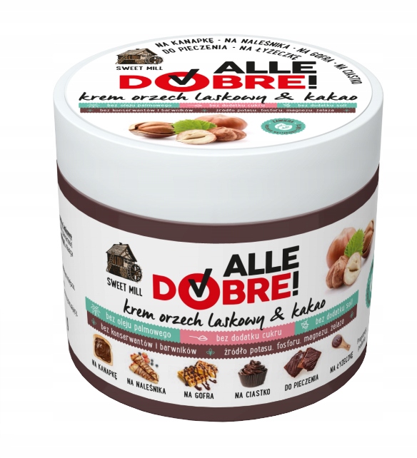 Здоровый шоколадный крем AlleDobre! 500g Product does not include Food coloring Sugar gluten eggs preservatives palm oil