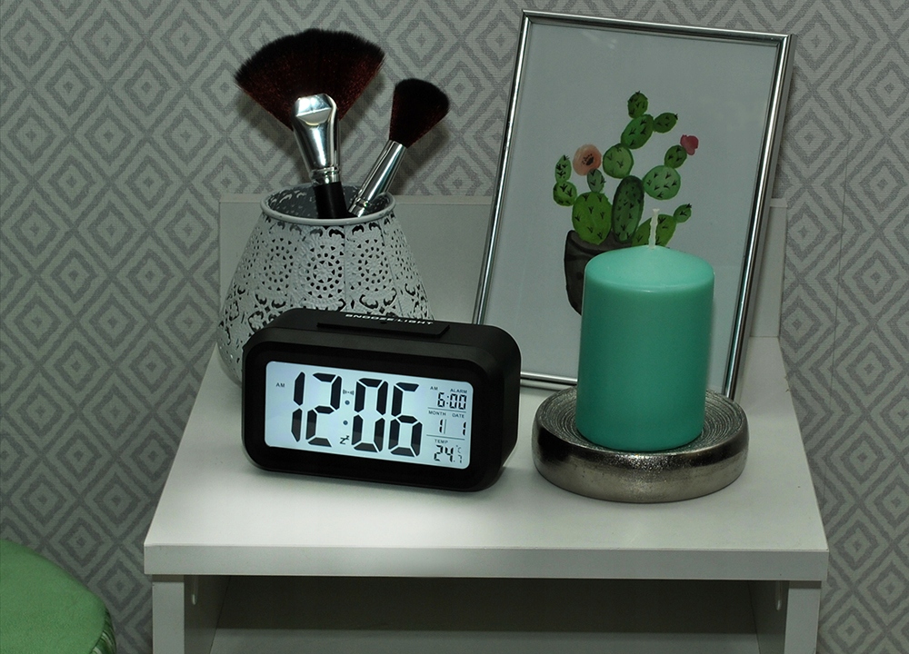 Zegar Budzik Cyfrowy Duży Wyświetlacz LED 12/24h Kształt prostokątny
