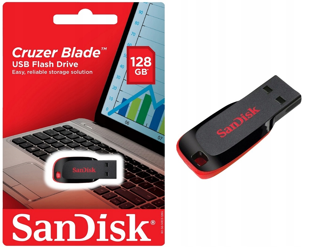 

Mały Pendrive Sandisk Cruzer Blade 128GB czarny