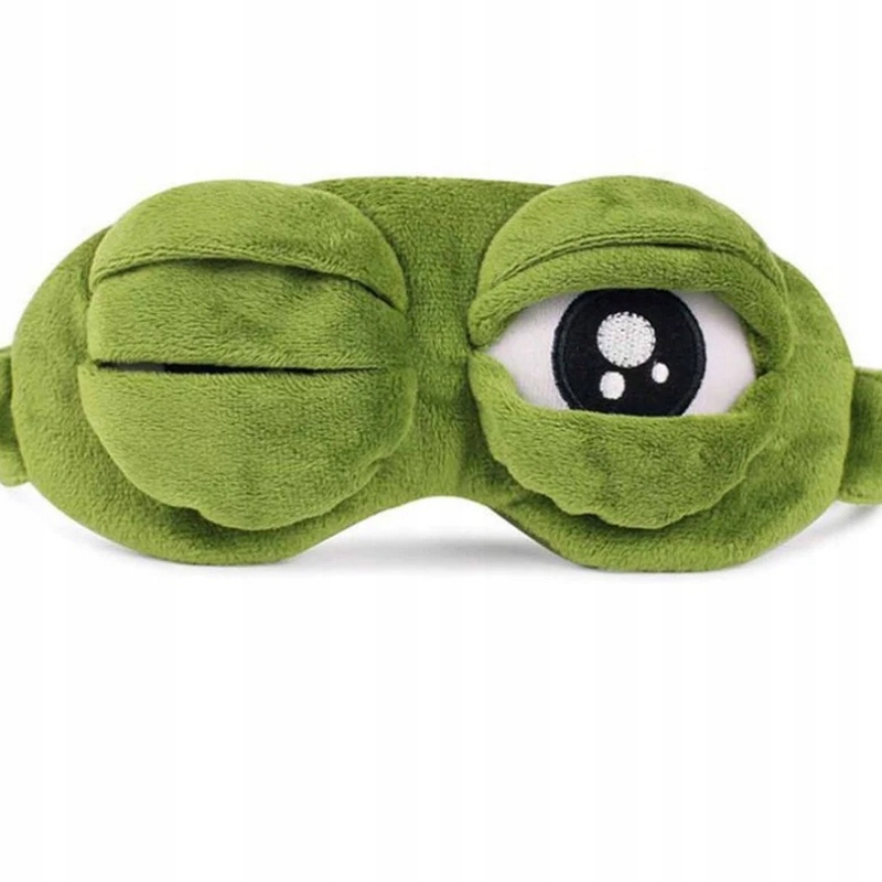 MASKA Na Oczy ŻABA do Spania Żabka Opaska Zielona Wzór dominujący zwierzęcy