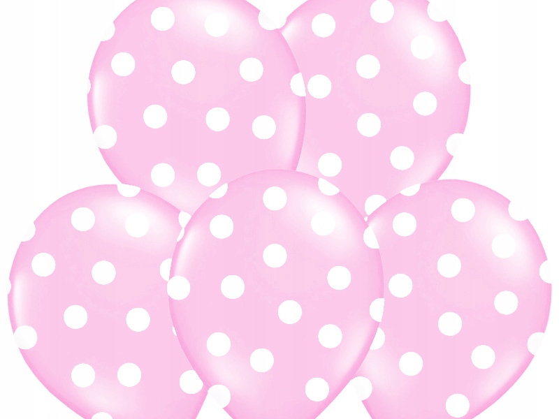 

Duże Różowe 36cm balony w Białe Kropki ślub 5szt
