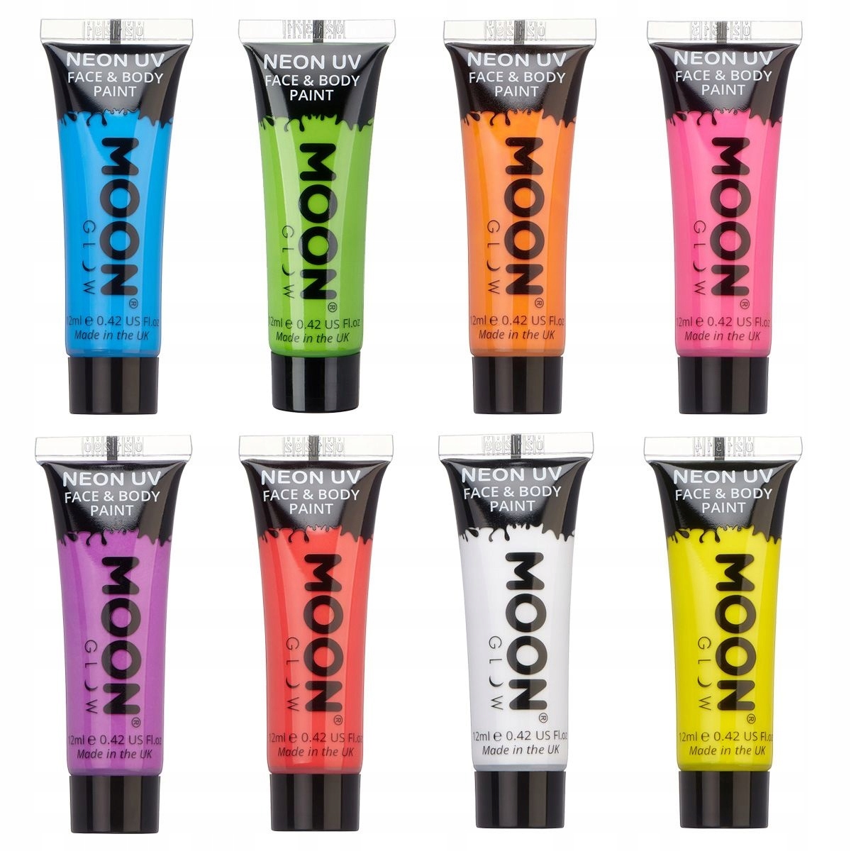 2x Sada barev na obličej a tělo Neon Uv pusy 6 Ks Moon pastel