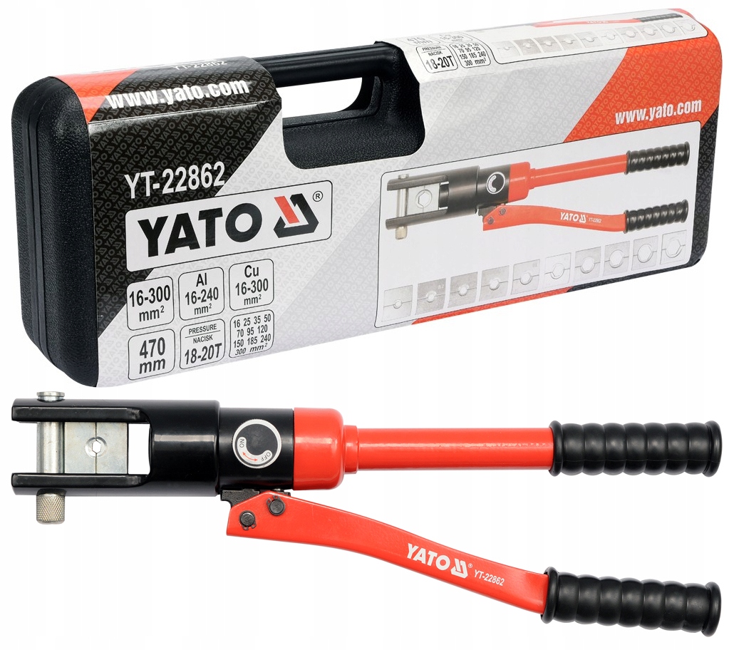 ГИДРАВЛИЧЕСКИЙ ОБЖИМНОЙ ИНСТРУМЕНТ ДЛЯ КАБЕЛЯ 16-300 YATO YT-22862