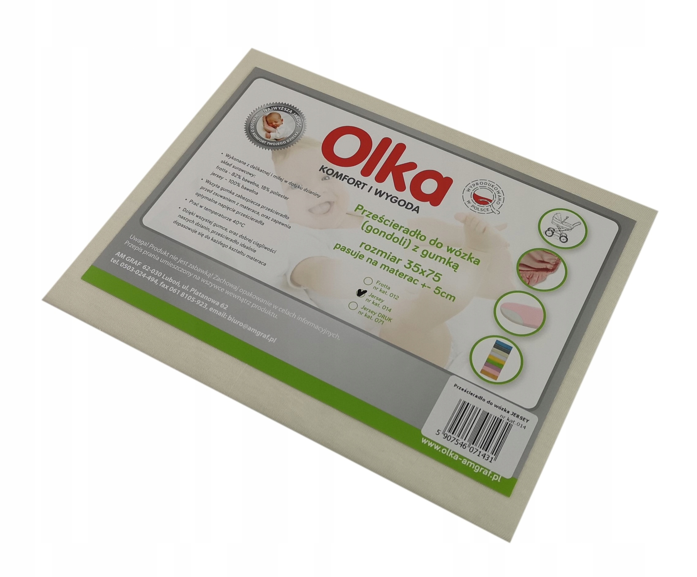 

Prześcieradło do wózka Jersey 35x75 krem Olka